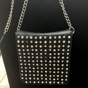 Premium Genuine Leather Crossbody with Rhinestones and Silver Studs